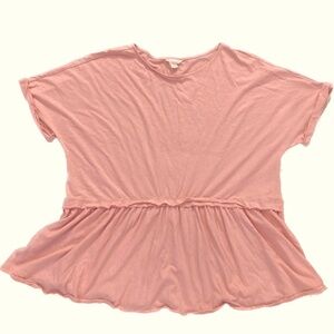 A26 NWT Caslon Tunic Top Light Pink Short Sleeve Scoop Neck Flounced sz Small